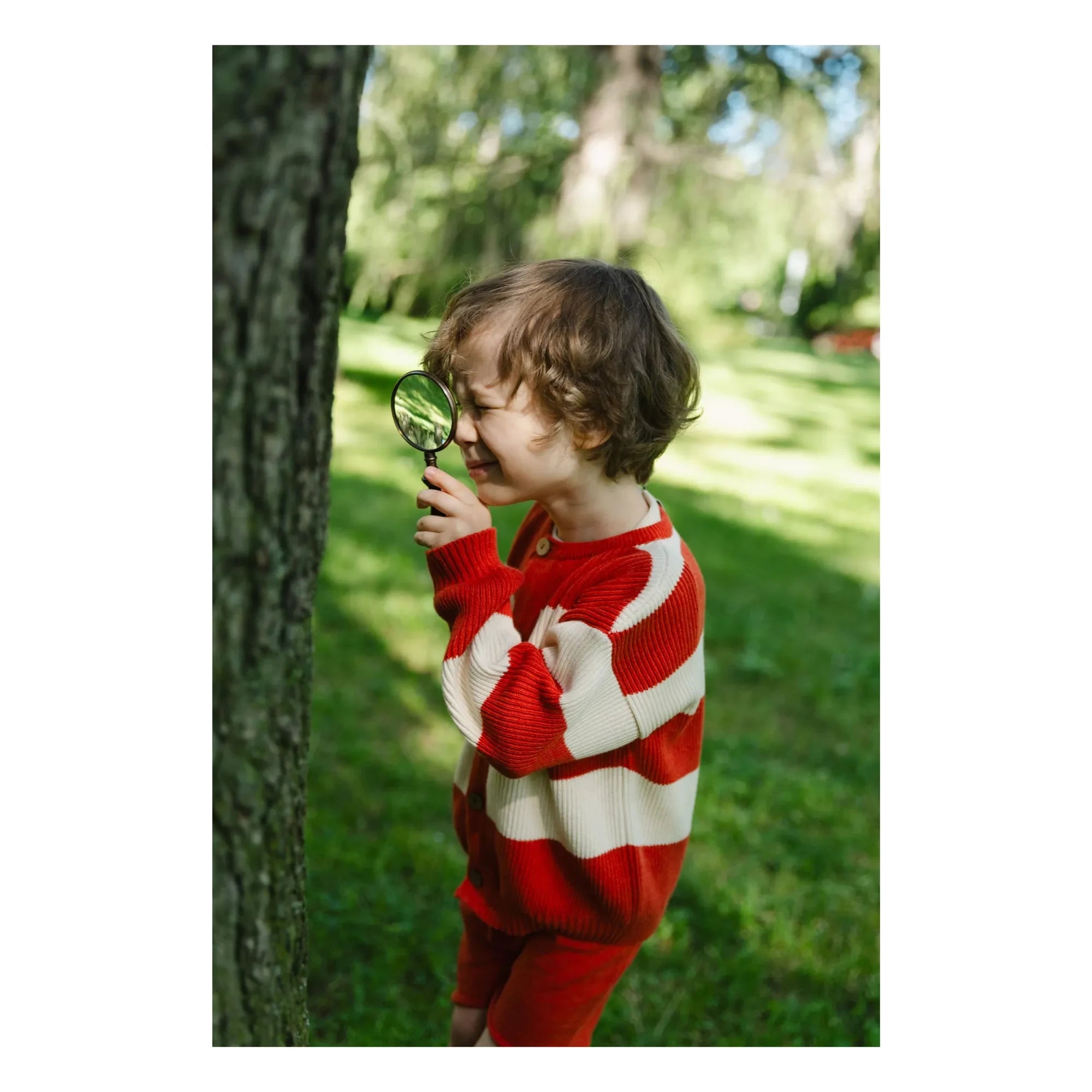 Bayiri - Striped Organic Cotton Snake Cardigan | Red