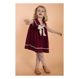 Loir - Gabriella Linen Bow Dress | Burgundy