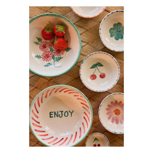 Rice - Floral Ceramic Salad Bowl | Water Green