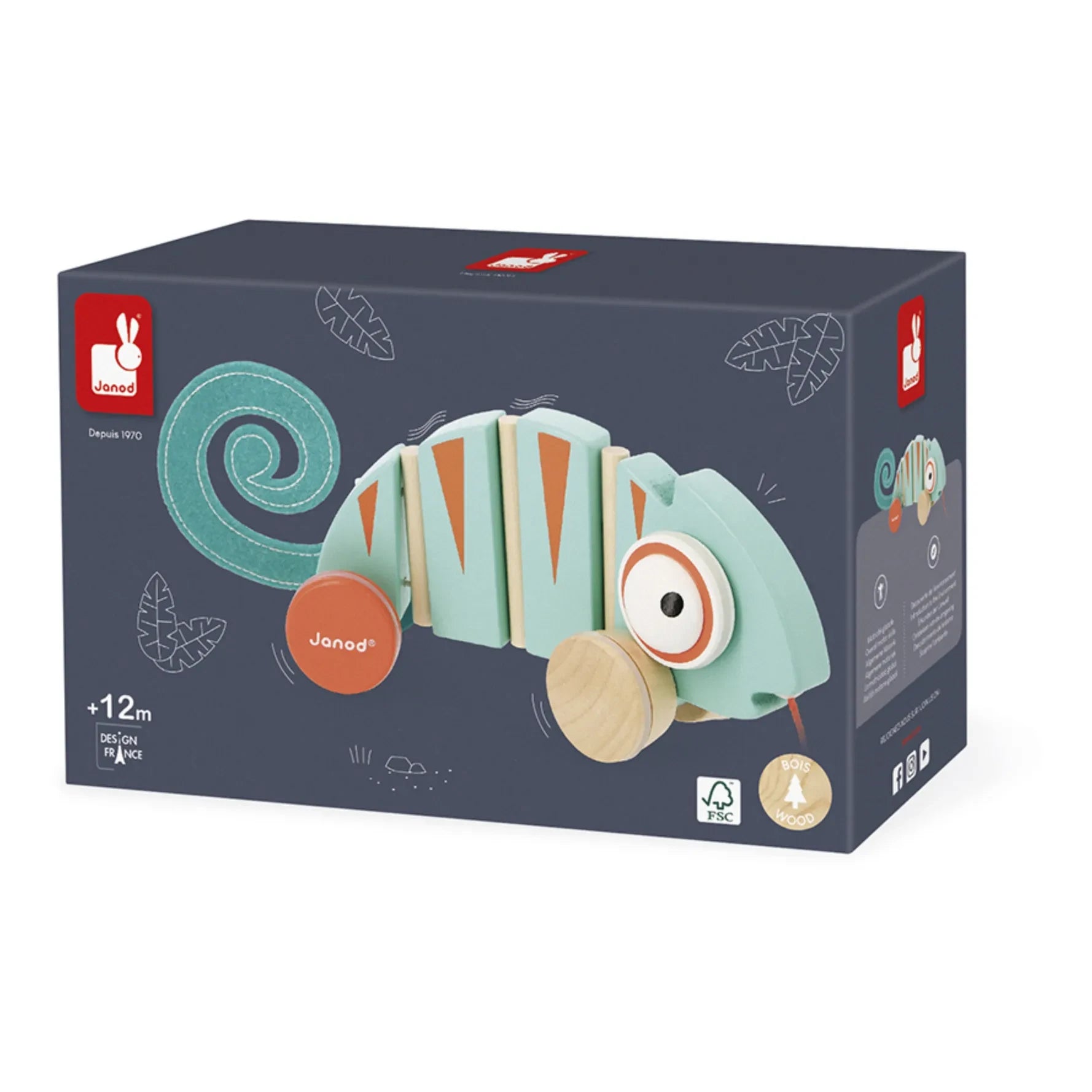 Janod - Tropical Chameleon Pull Toy