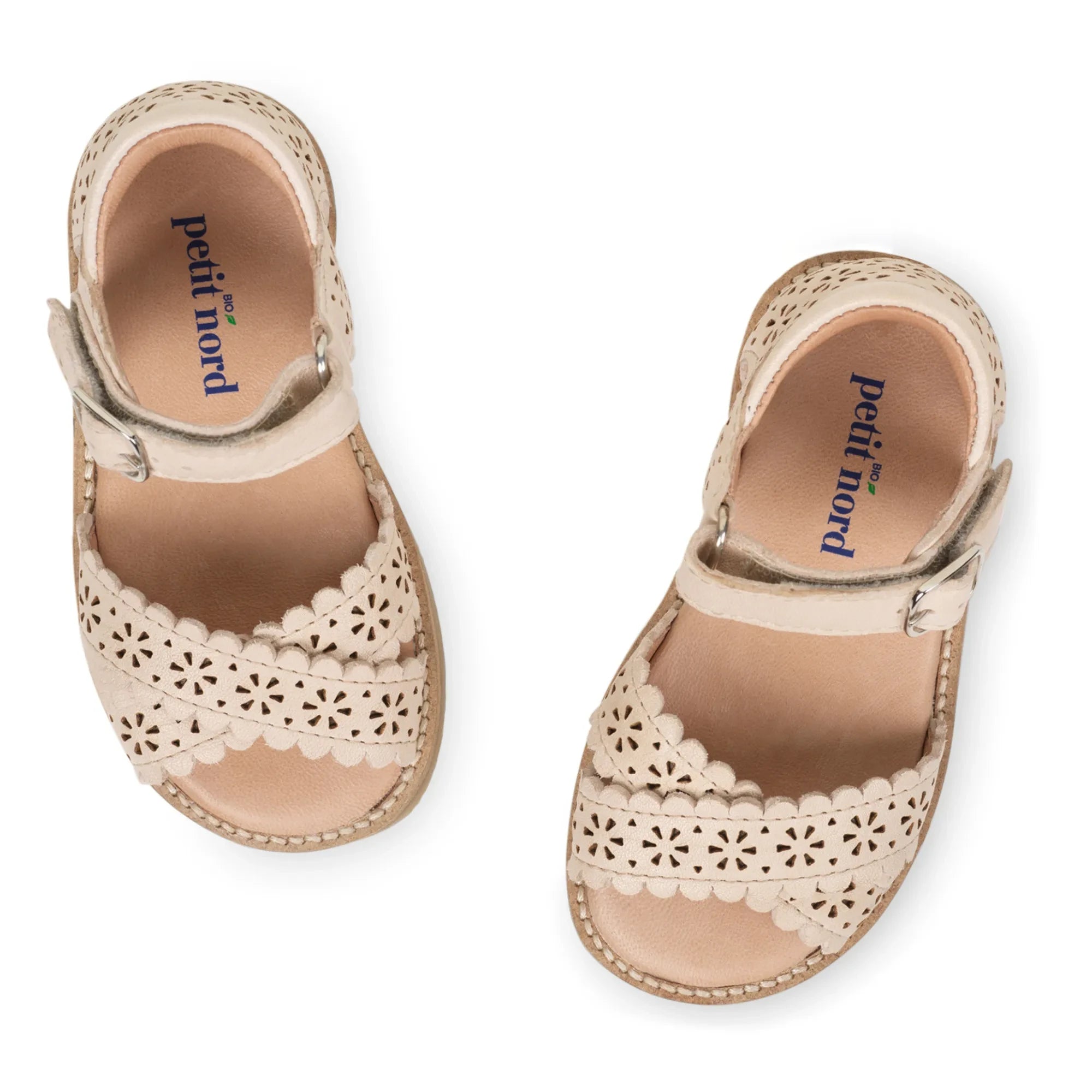 Petit Nord - Cross-Strap Floral Sandals | Cream