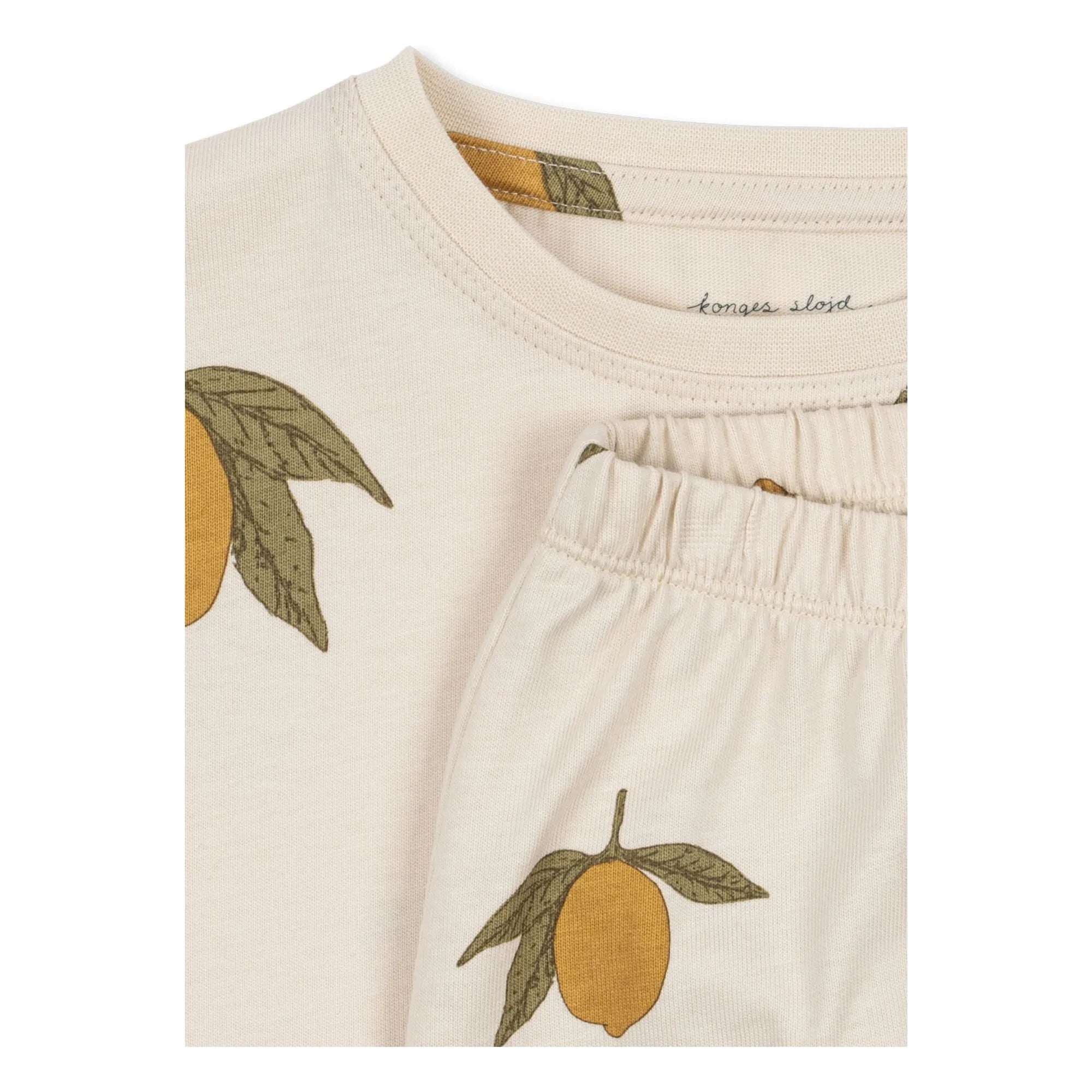 Konges Sløjd - Limon ve Ekru renklerinde organik pamuklu T-shirt ve şort