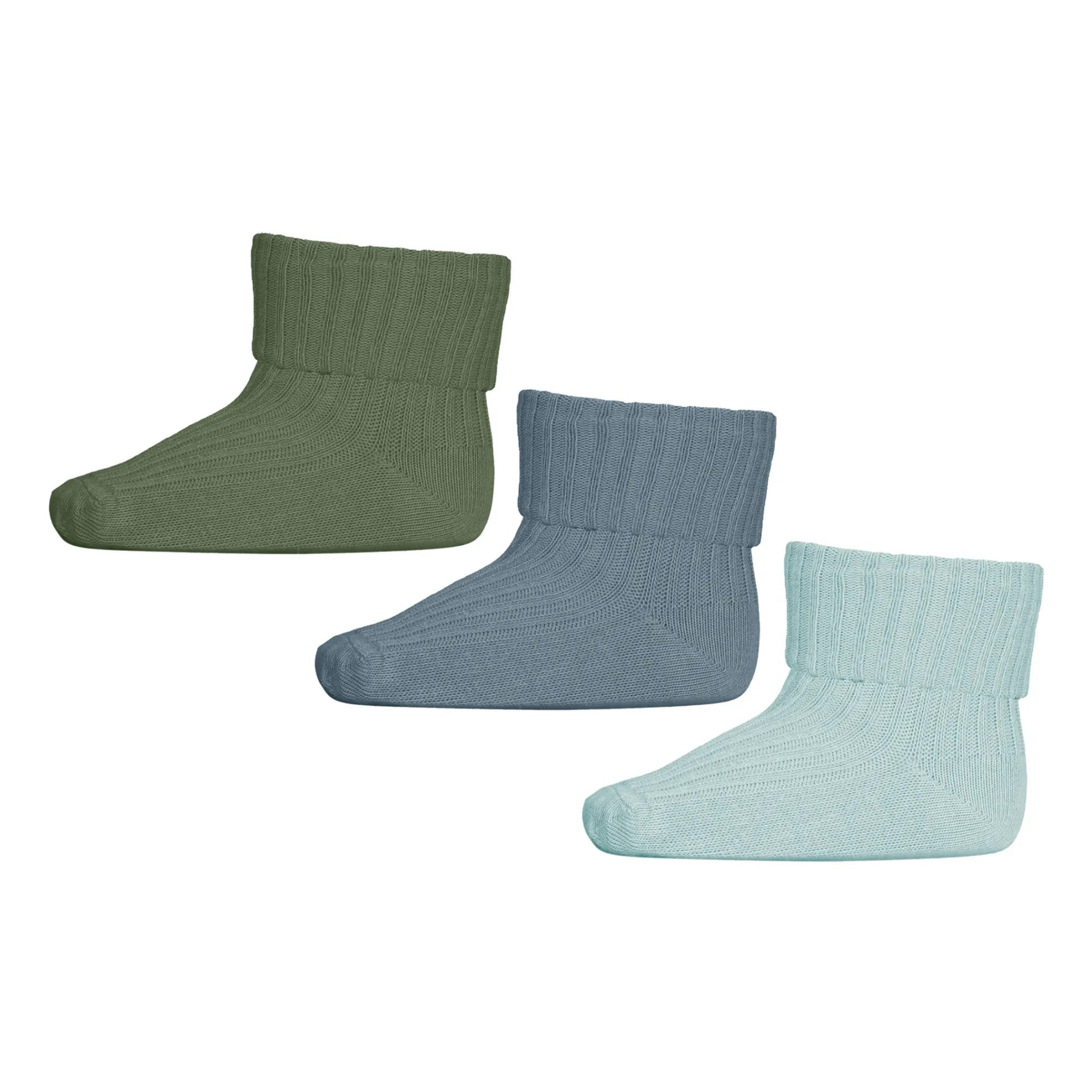 Mp Denmark - 3 Pairs of Ribbed Cotton Socks Set | Blue