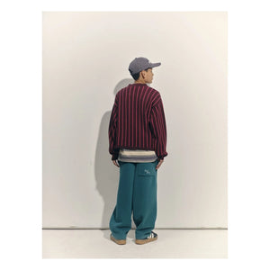 Main Story - Organik Pamuklu Çizgili V Yaka Sweatshirt | Bordo