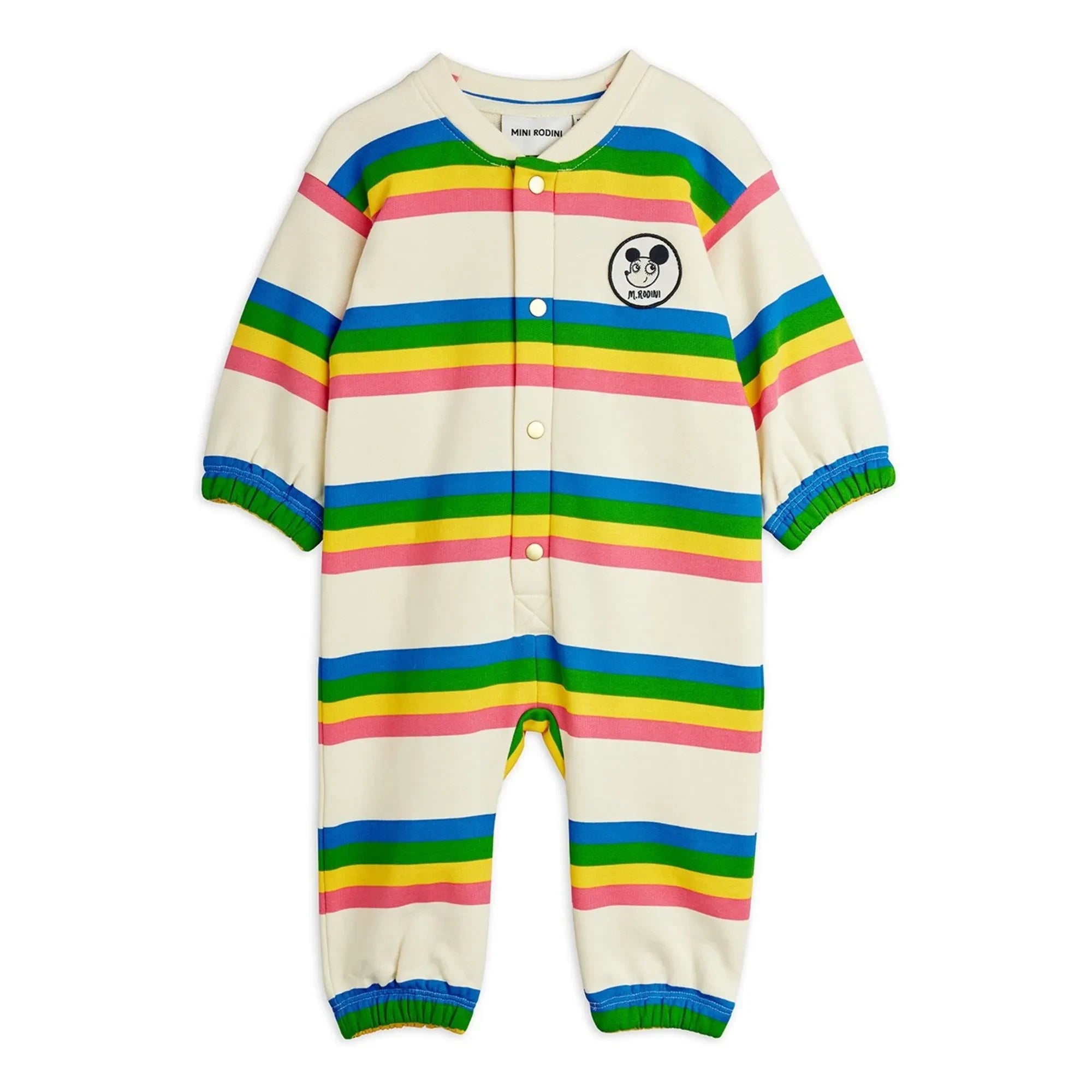 Mini Rodini - Organic Cotton Striped Romper | Ecru