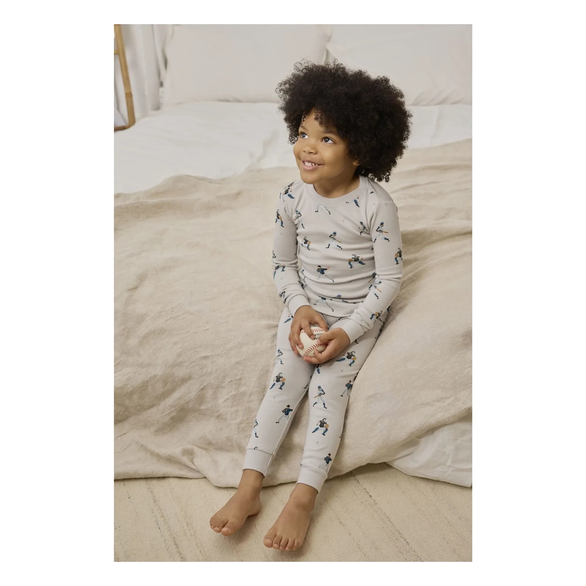 Petit Lem - Organic Cotton Baseball Pajamas | Gray