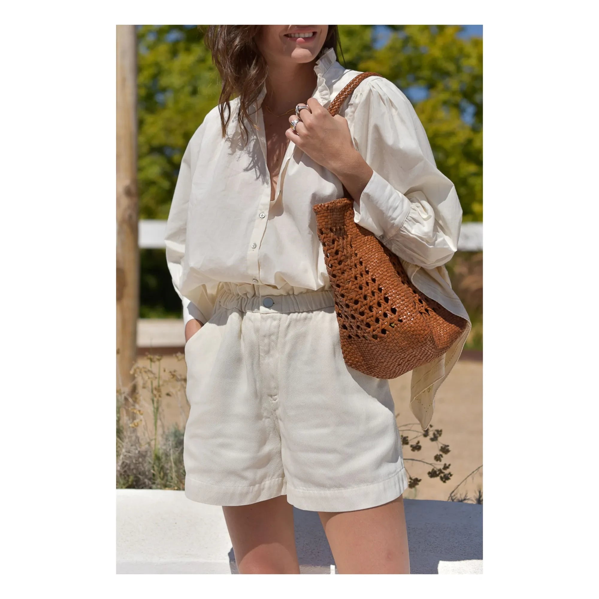Marlot Paris - Dahlia Seersucker Blouse - Women's Collection | Ivory