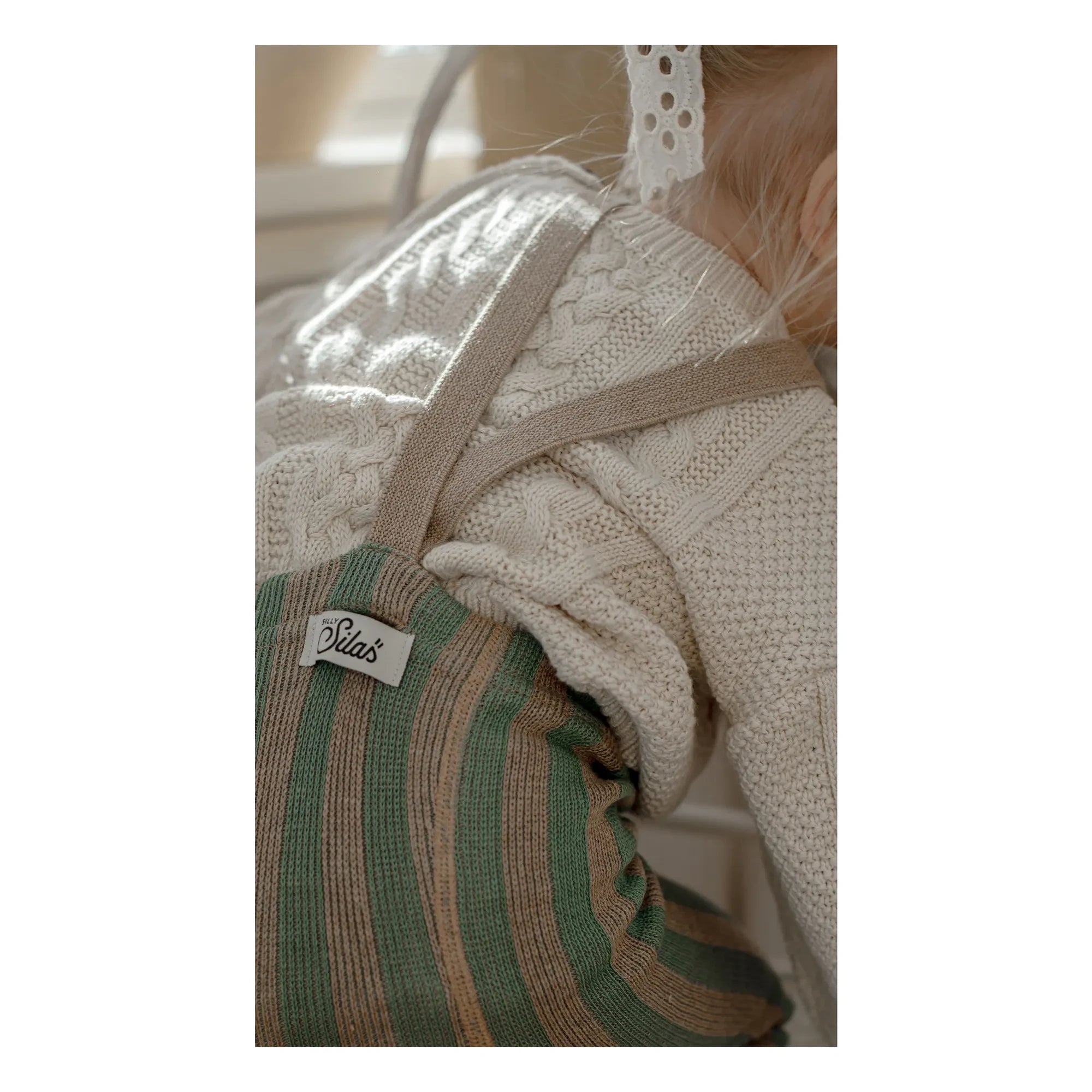 Silly Silas - Striped Organic Cotton Socks with Suspenders and No Feet | Green