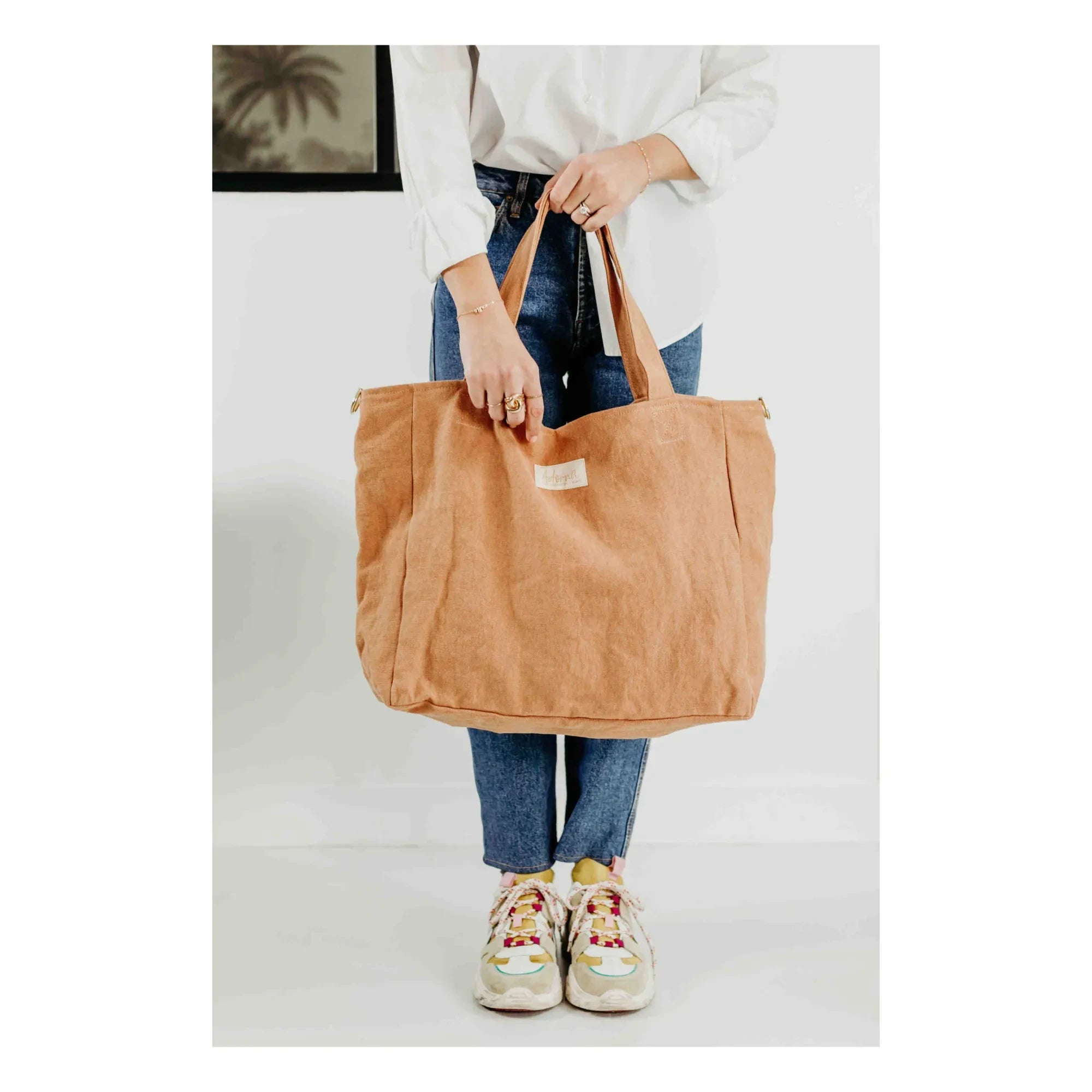 Adorna - Linen Zipper Bag | Terracotta