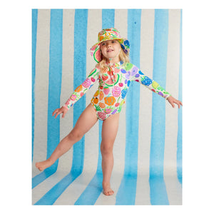 Halcyon Nights - Long Sleeve Swimsuit with Fruit Prints Made from Recycled Fibers | Off-White