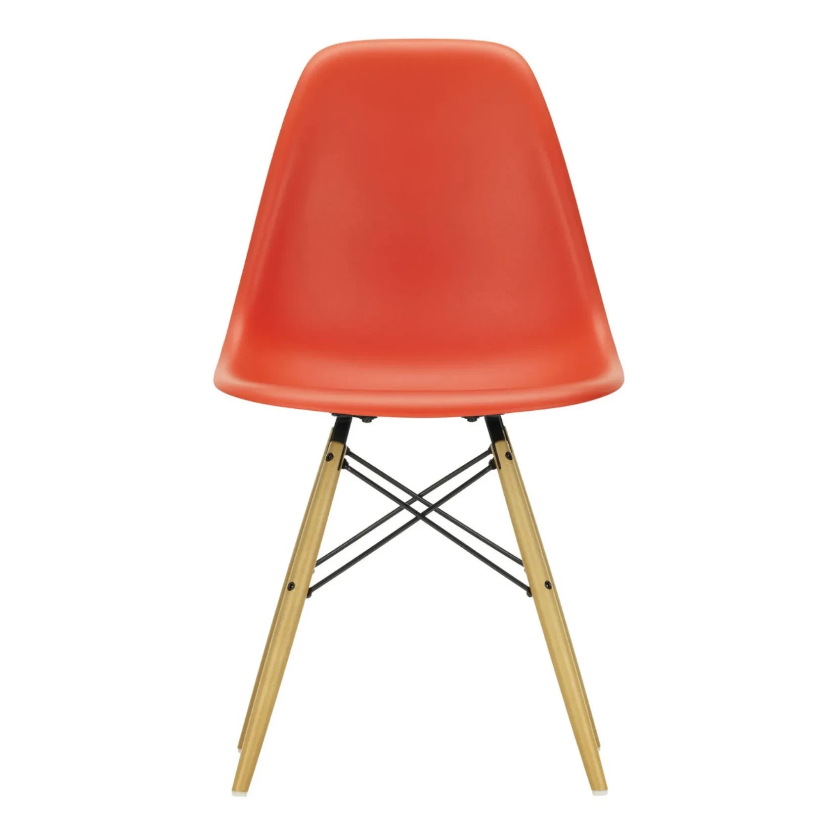 Vitra - DSW Plastic Chair - Maple Base - Charles & Ray Eames | Poppy Red