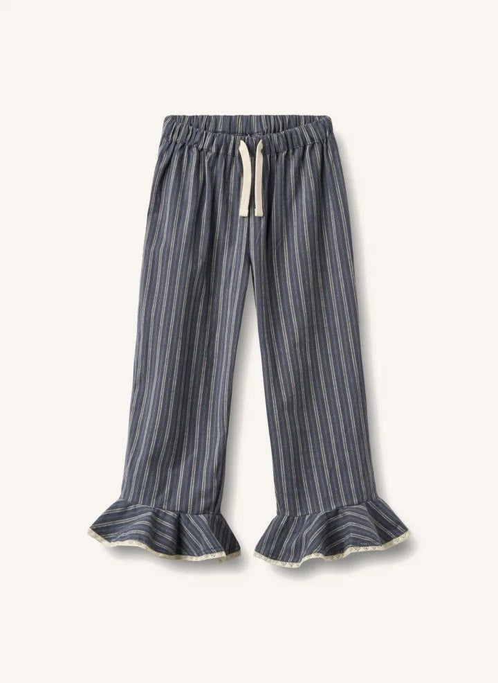 Wheat - Striped organic cotton pajamas | Grey Blue