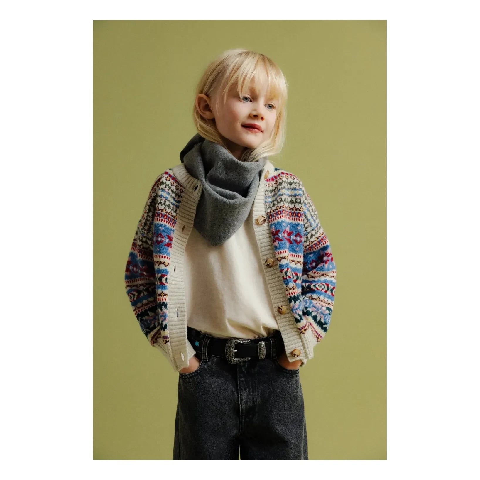 the new society - Caia Jacquard Cardigan Made from Recycled Fibers | Blue