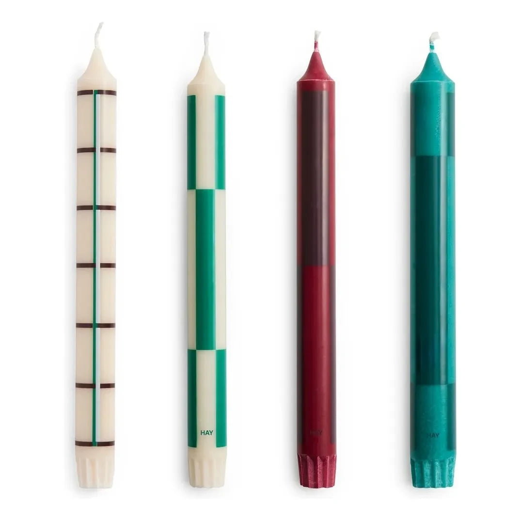 Hay - Patterned candles - Set of 4 | Green