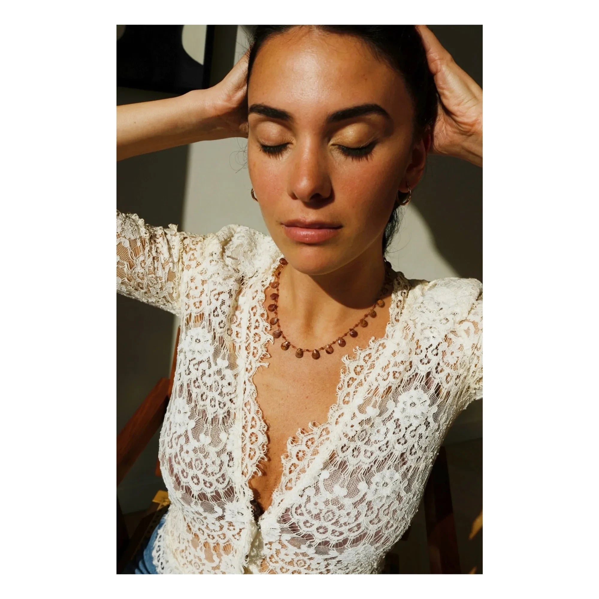 Ivarene - Harper Drop and Bead Necklace | Red Jasper