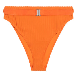 Icone - Sergio High-Waisted Ribbed Jersey Pants | Orange