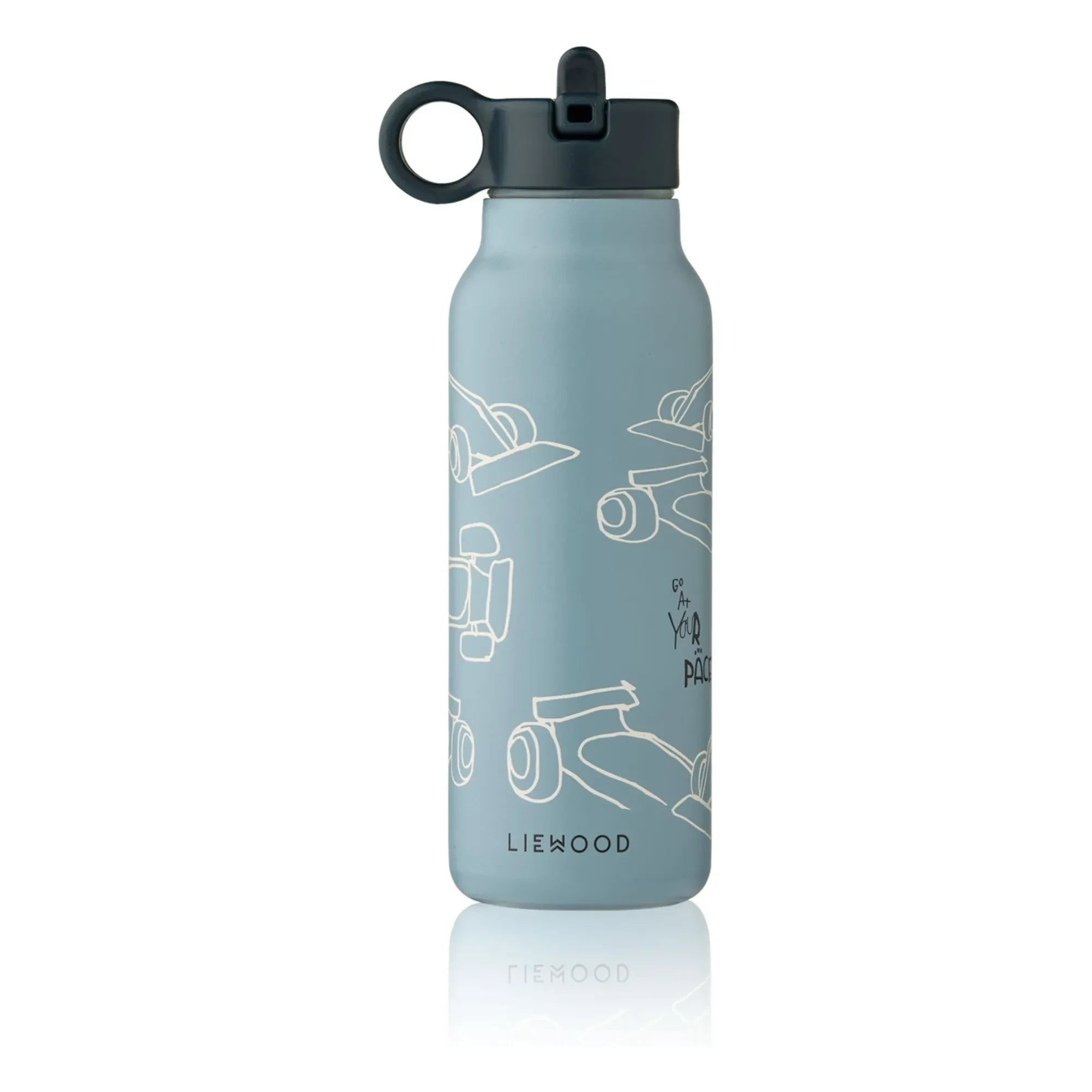 Liewood - Falk Su Şişesi - 350 ml | Yarış arabaları/Mavi