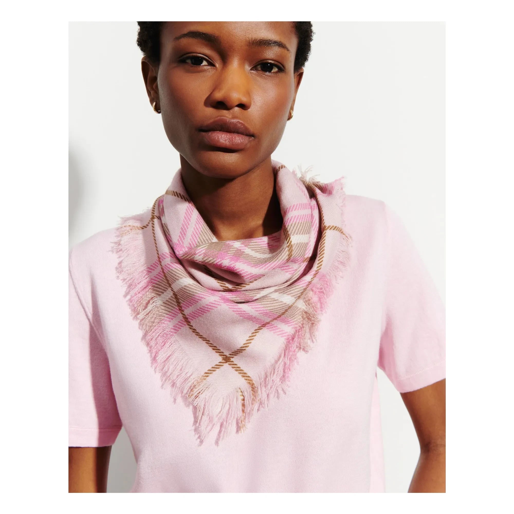 Bompard - Mini Kare Tartan Kaşmir Atkı | Cherry Wood