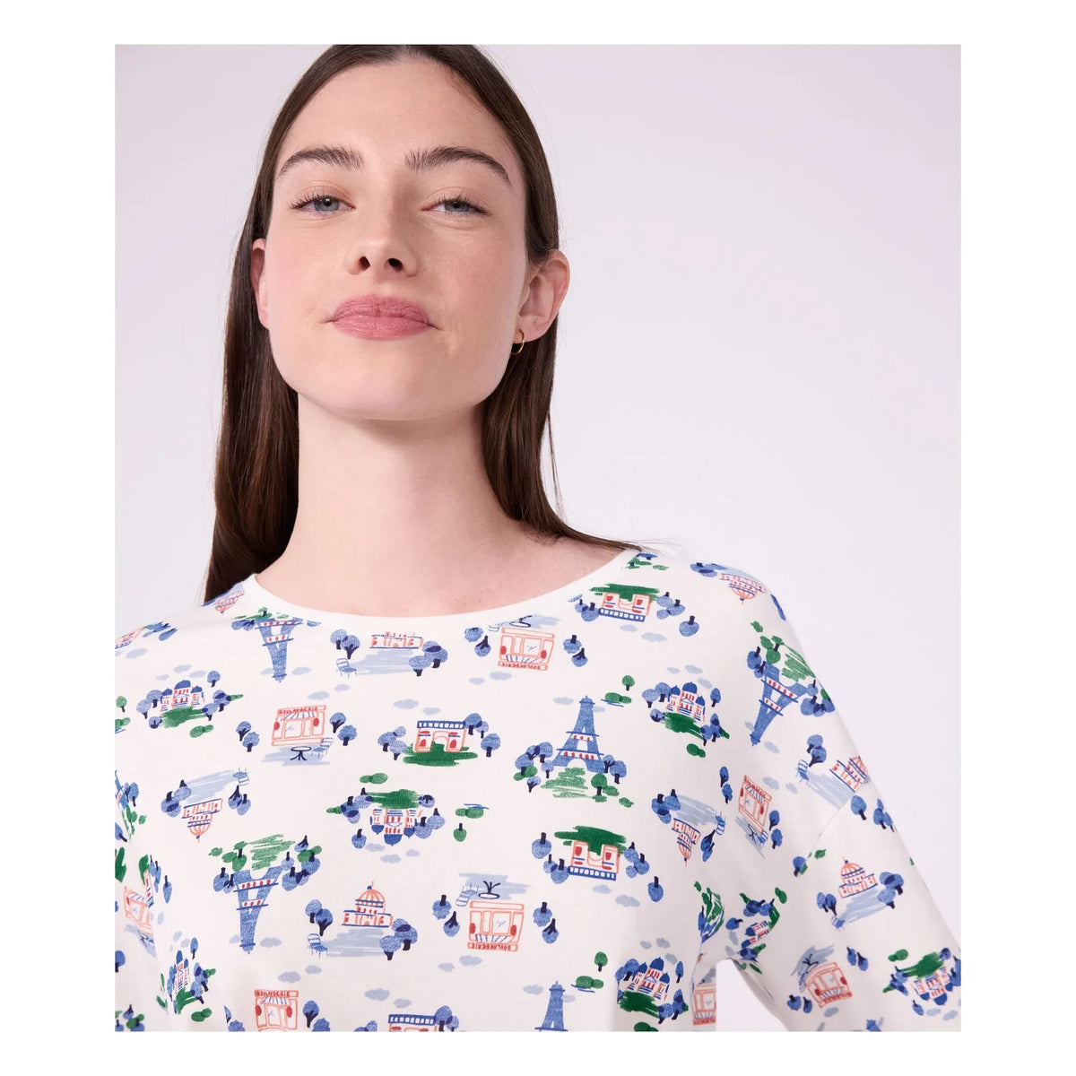 Petit Bateau - Eyfel Kulesi Organik Pamuk Pijama | Beyaz
