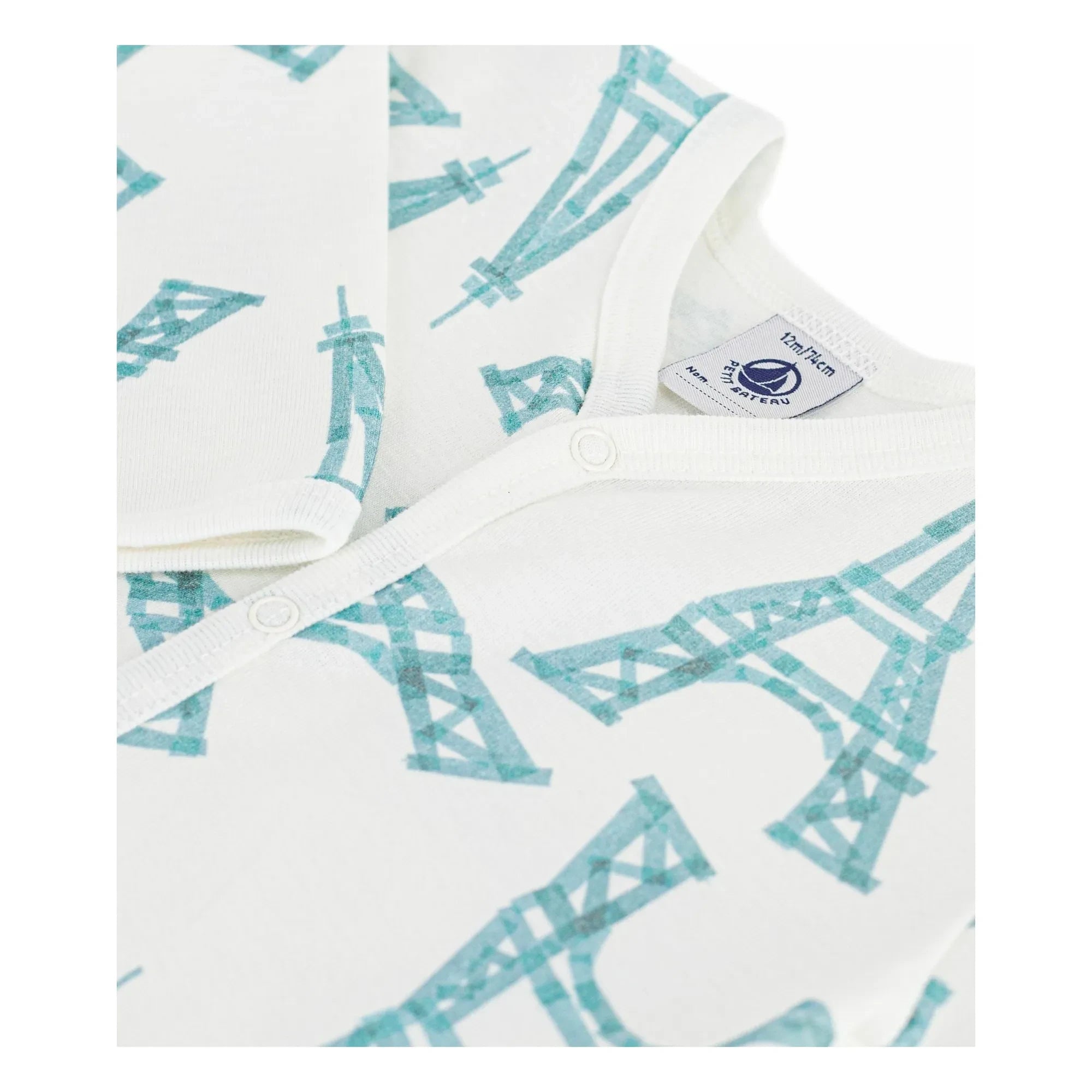 Petit Bateau - Hemless Pajama Sleep Well Eiffel Tower | White
