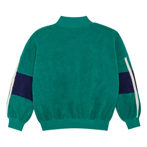 The Campamento - Renk Bloklu Kadife sweatshirt | Turkuaz