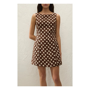 Faithfull the Brand - Pois Lydie Keten ve pamuklu elbise | Çikolata