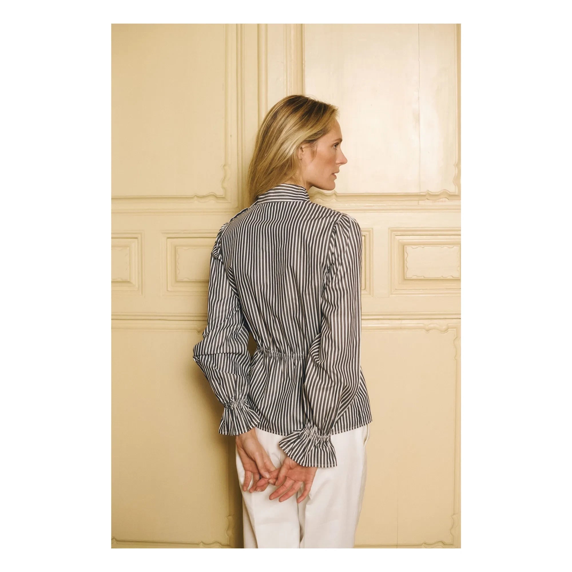 Maria de la Orden - Brighton Striped Cotton Blouse | Navy Blue