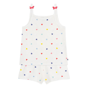 Petit Bateau - Heart Print Short Pajama Tank Top | White
