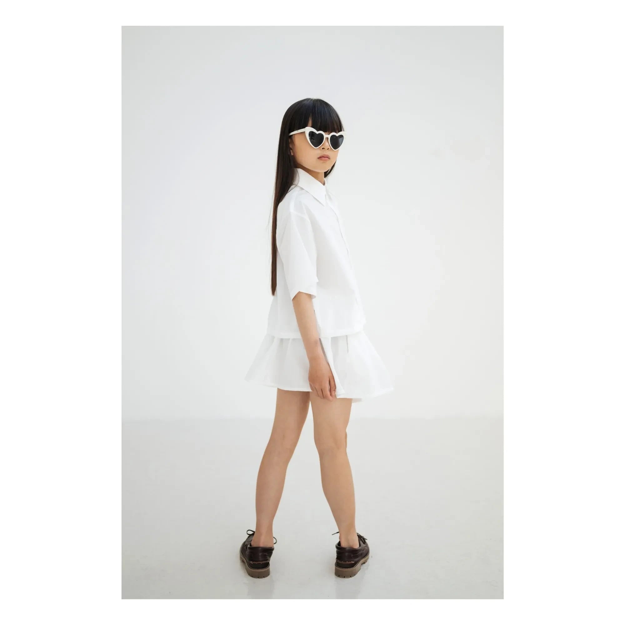 Repose AMS - Buttoned Skirt with Elastic Waist Organic Cotton | White