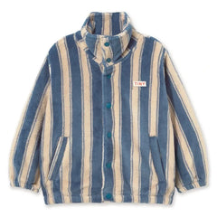 Tinycottons - Striped Fleece Jacket | Petrol Blue