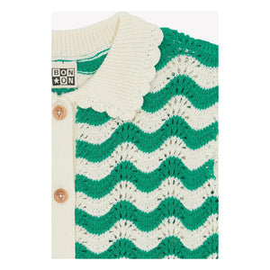 Bonton - Ninon Crochet Collar Shirt | Emerald Green