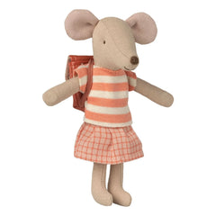 Maileg - Large Girl Three-Wheel Mouse | Coral