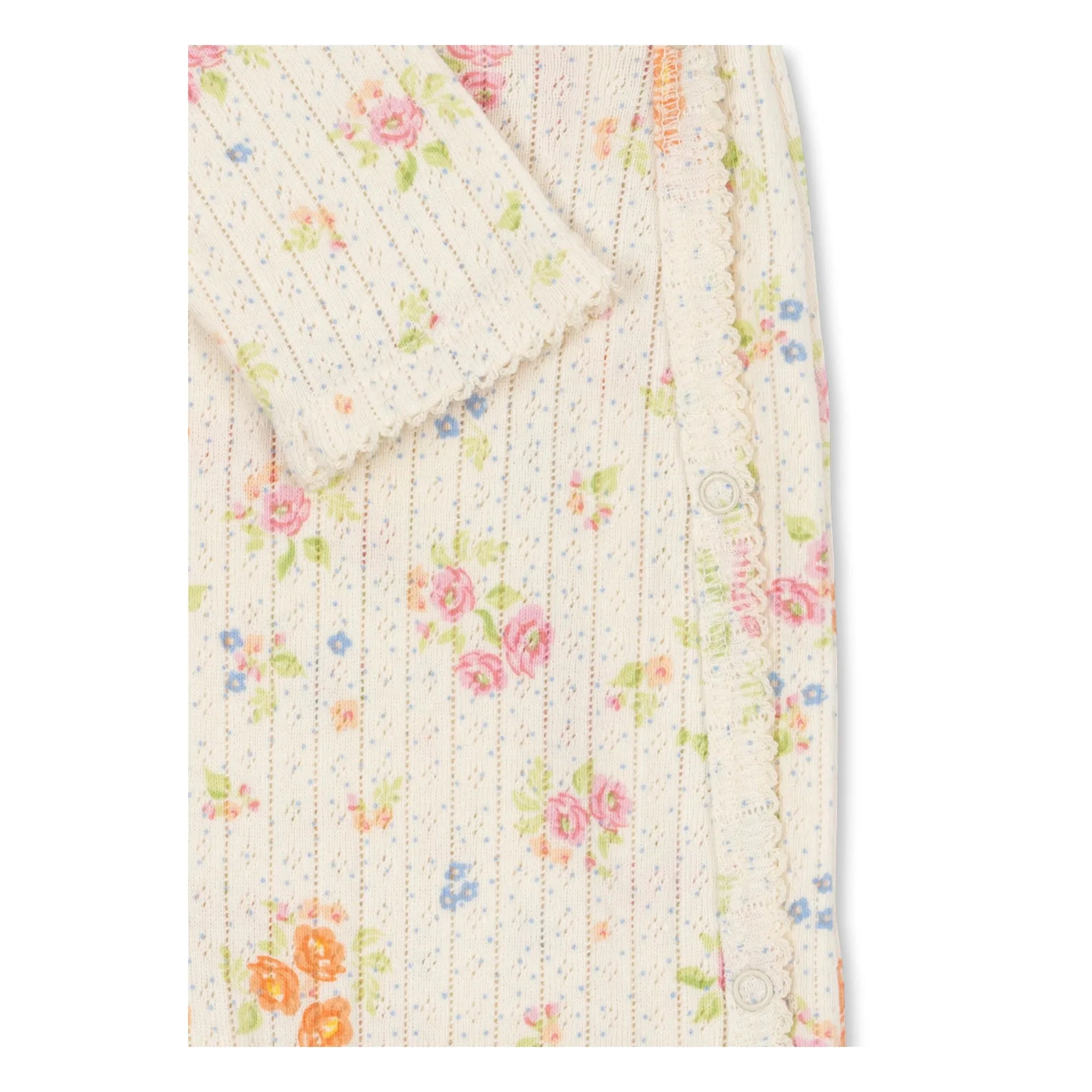 Konges Sløjd - Minnie Floral Pattern Ribbed Organic Cotton Romper | Off-white
