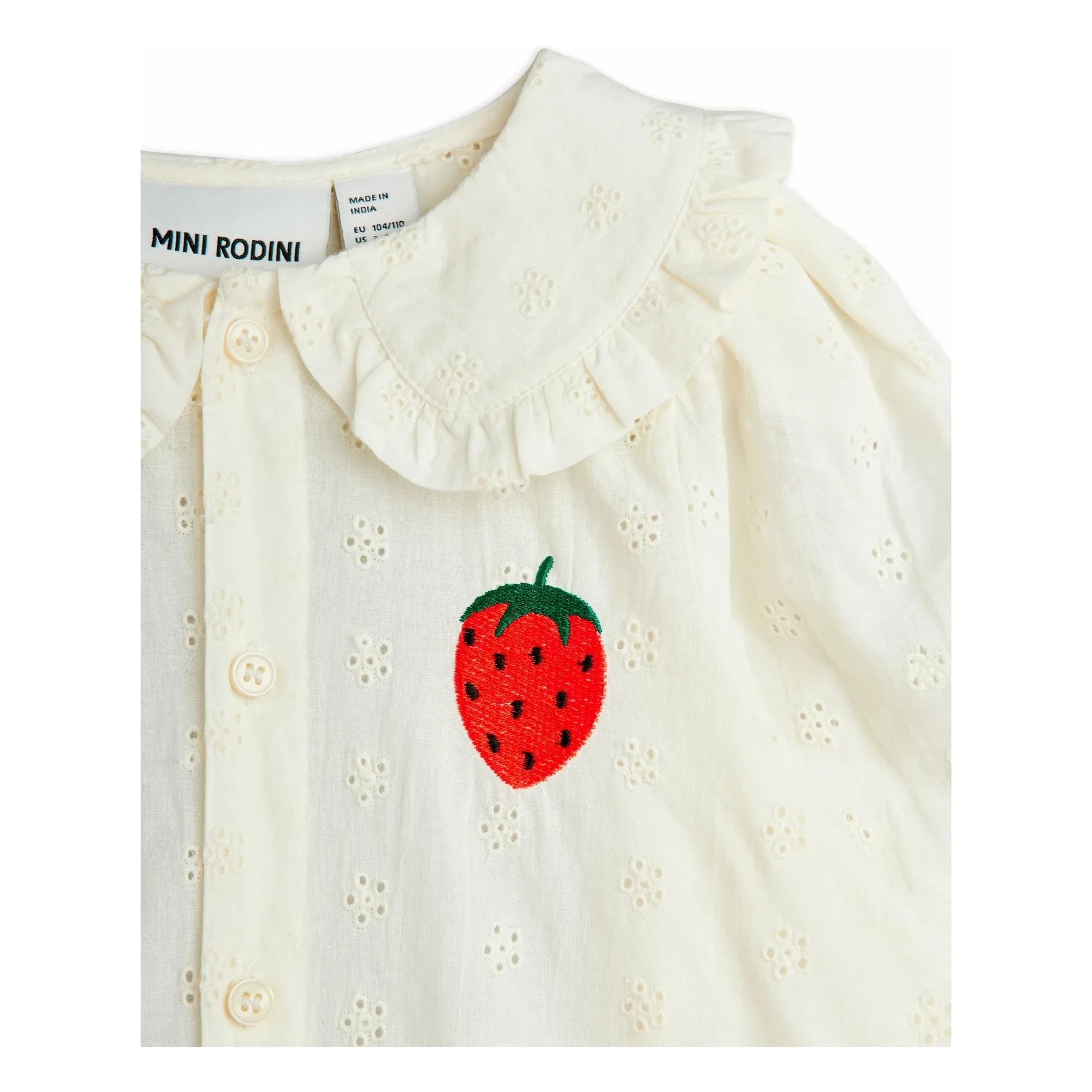 Mini Rodini - Strawberry Organic Cotton Blouse | White