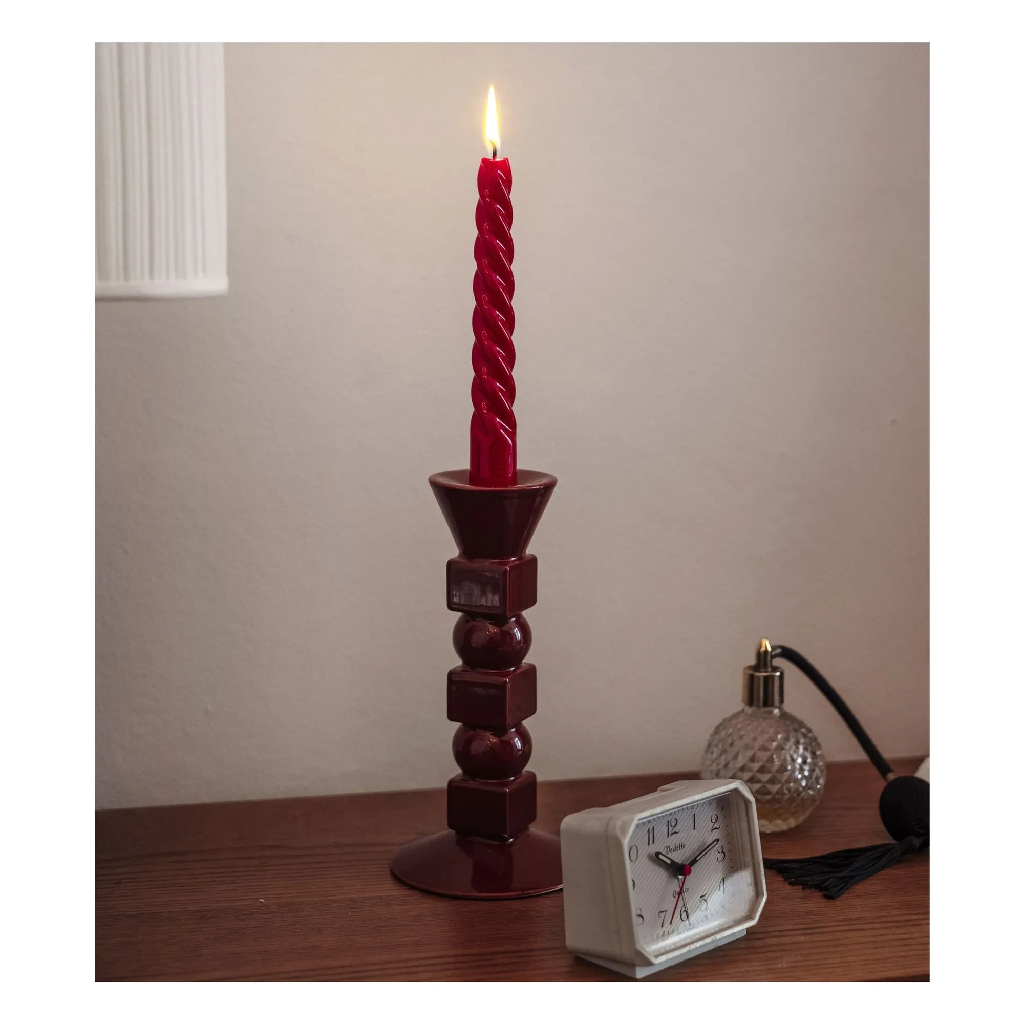 The Socialite Family - Small Ceramic Anna Candle Holder | Burgundy