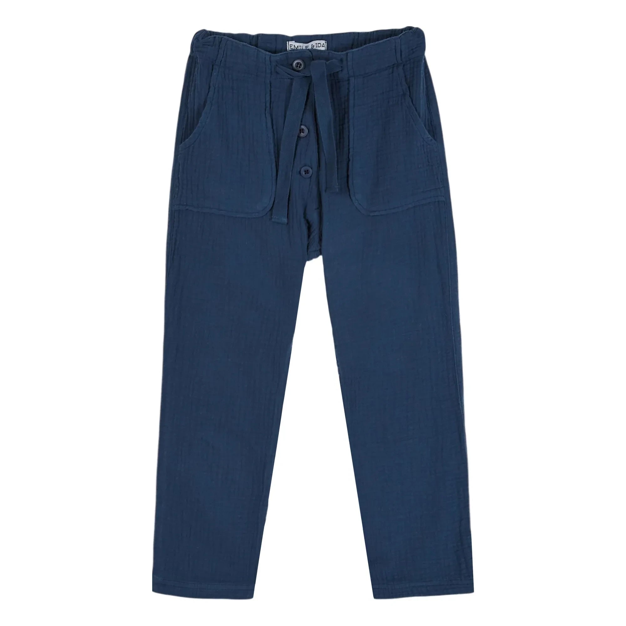 Emile et Ida - Plain Cotton Gauze Pants | Navy Blue