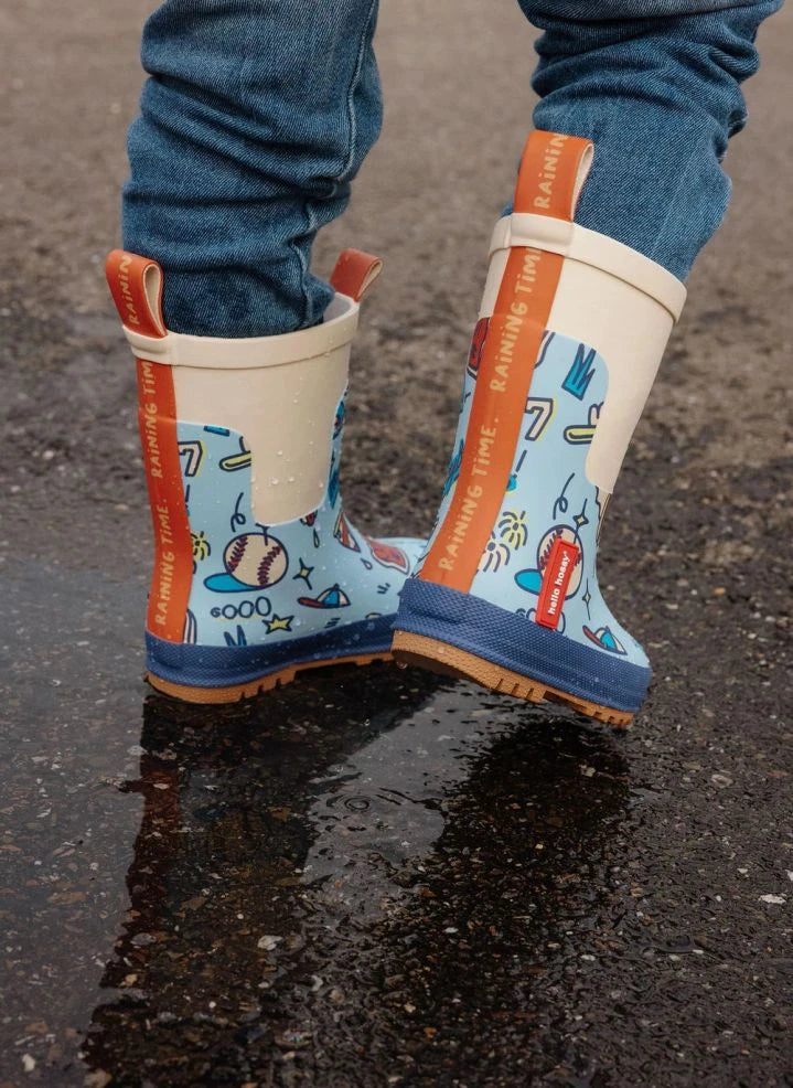 Hello Hossy - Baseball Themed Rain Boots | Blue