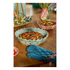 Rice - Dotted Stone Ceramic Pasta Plate | Green
