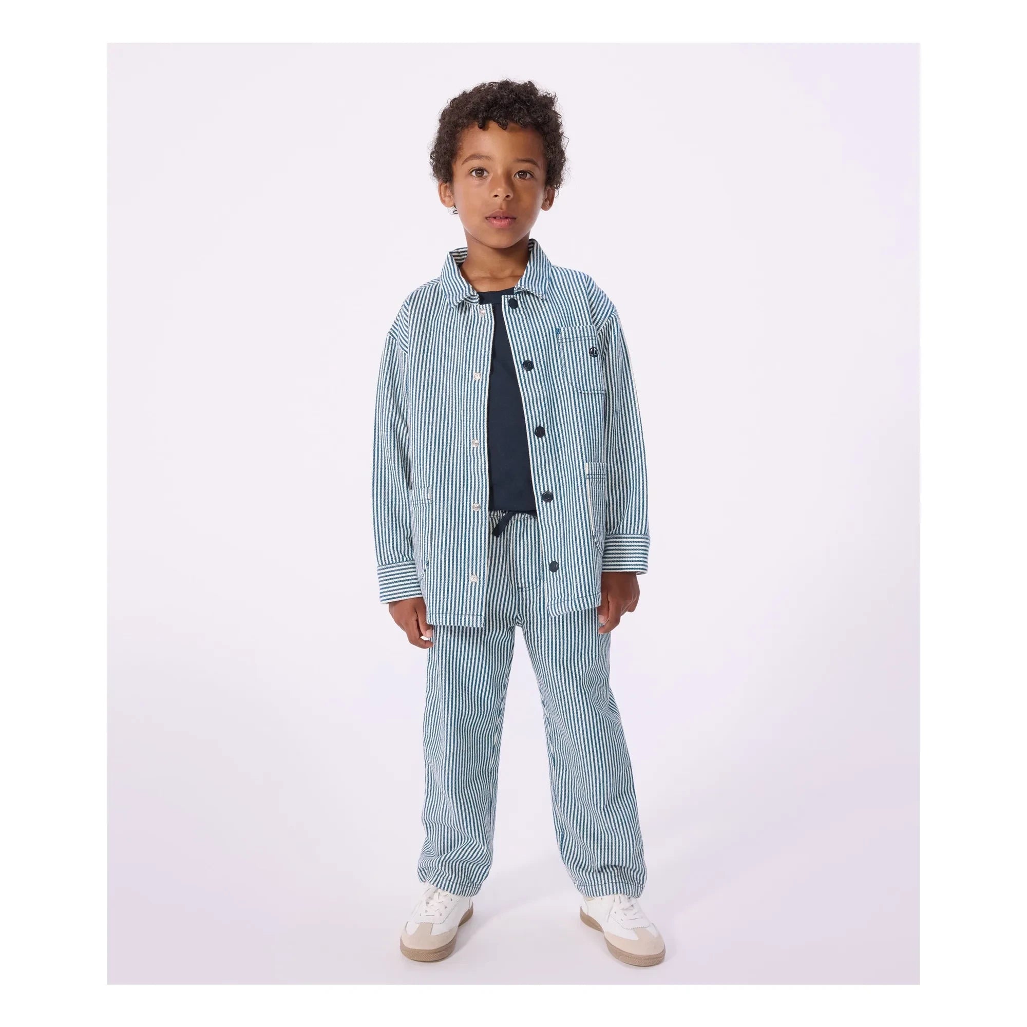 Petit Bateau - Striped Organic Cotton Worker Jacket | Blue