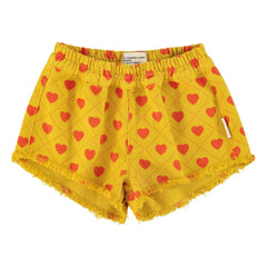 Piupiuchick - Effect Shorts Twill Hearts | Mustard