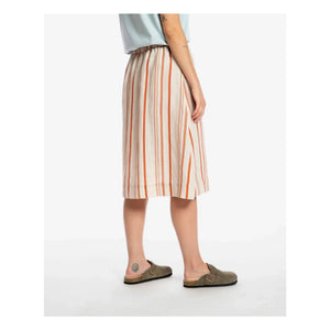 Matona - Striped Linen Midi Skirt | Off-White
