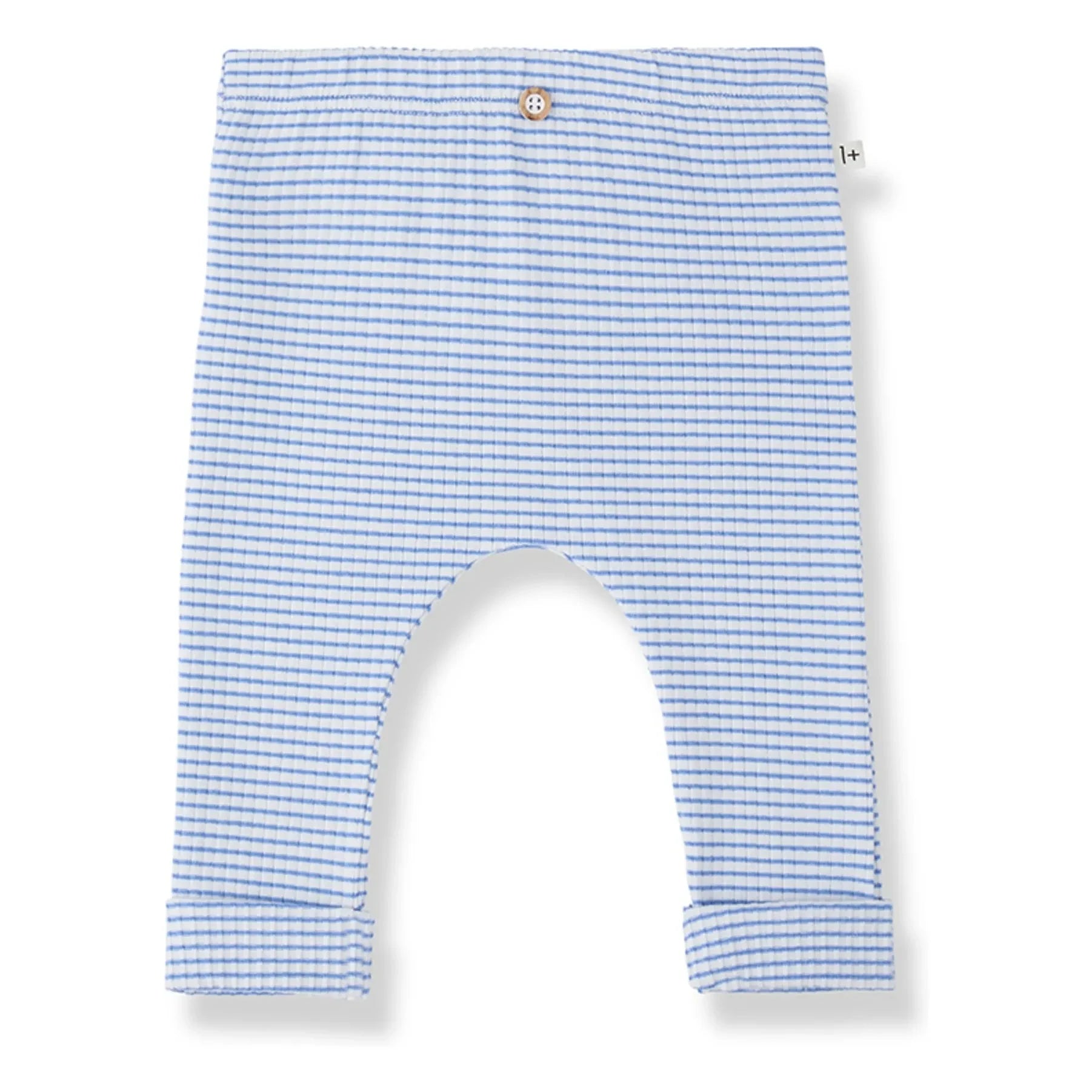 1+ in the family - Striped Gava Fleece Leggings | Light Blue