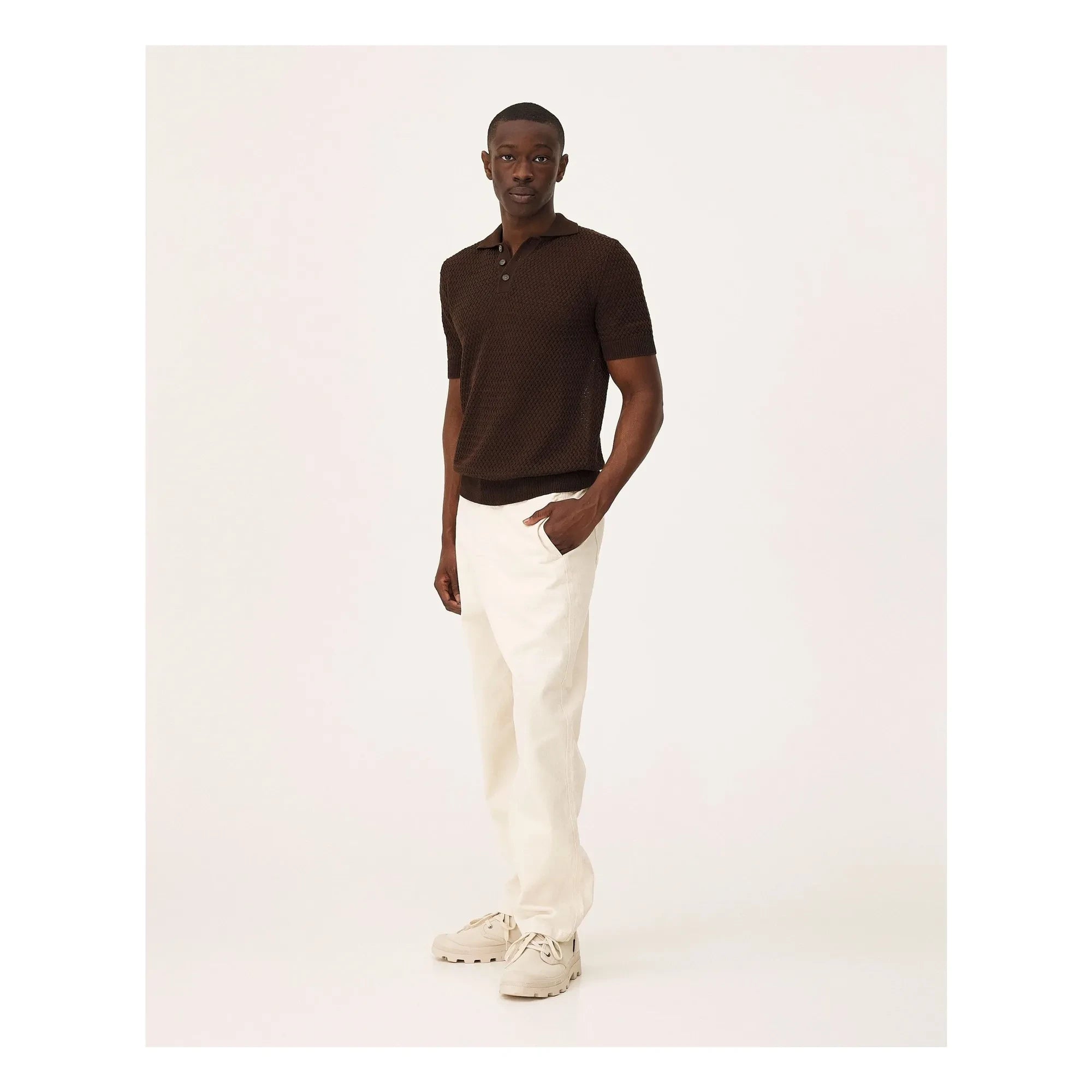 Noyoco - Haring Organic Cotton Polo T-Shirt | Dark Brown