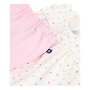 Petit Bateau - Organic Cotton Heart Top and Shorts Set | White