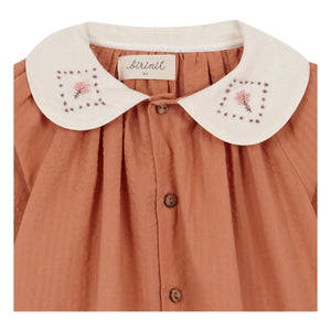 birinit - Claudine Collar Blouse Organic Cotton | Russet