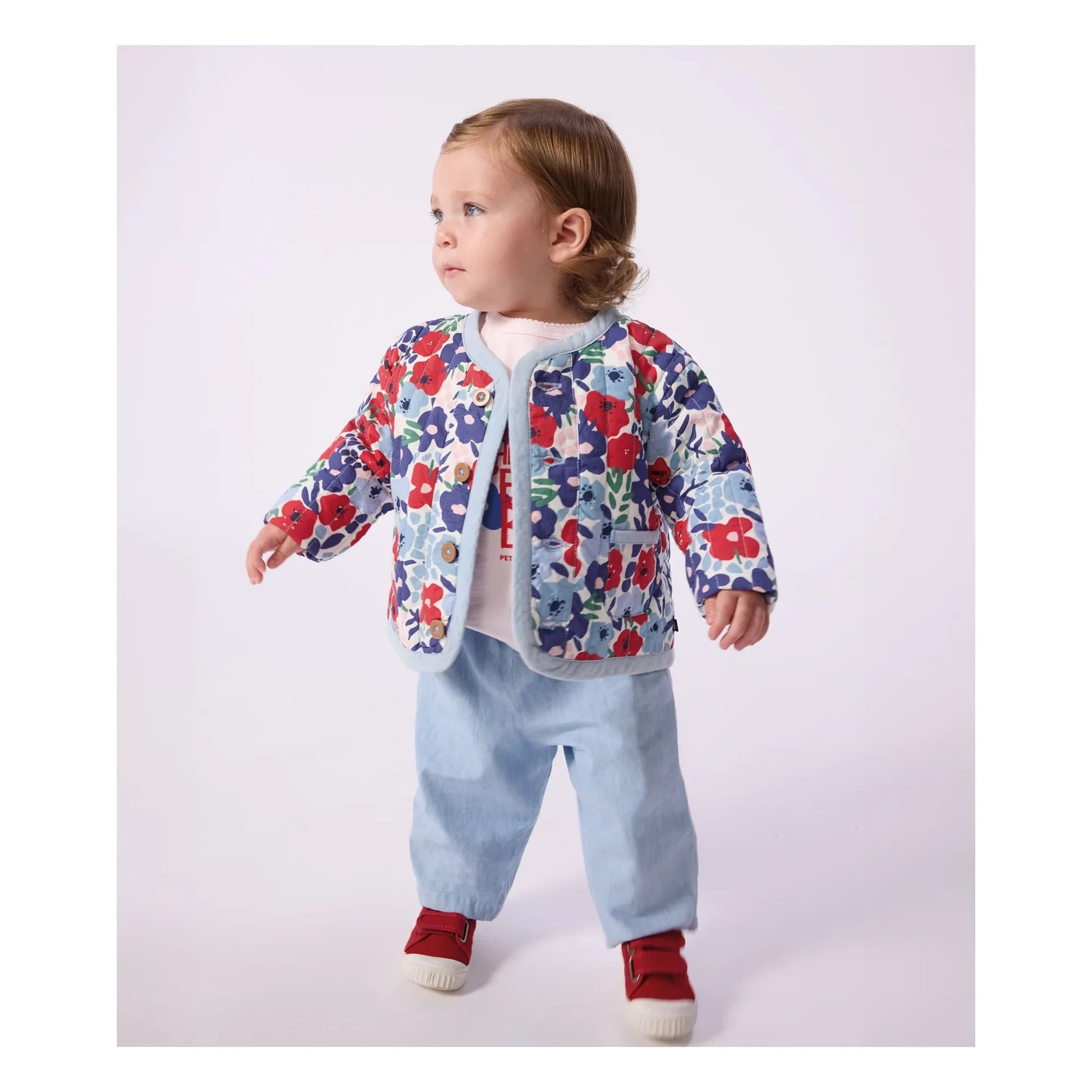 Petit Bateau - Organic Cotton Fleurie Quilted Jacket | Blue