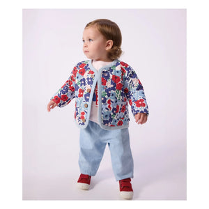 Petit Bateau - Organic Cotton Fleurie Quilted Jacket | Blue
