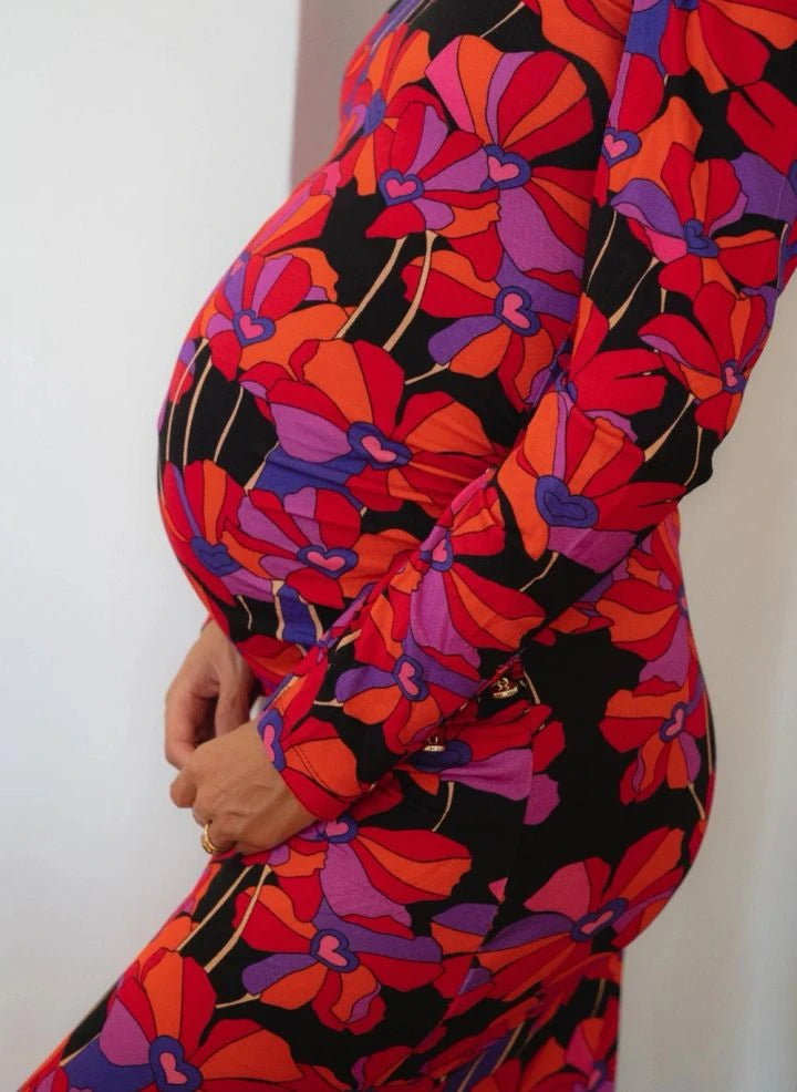 Paloma Collection - Thelma Flower Power Maternity Dress | Red
