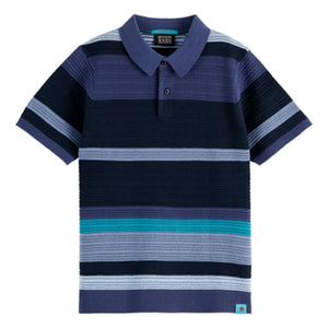 Scotch & Soda - Striped Knit Polo | Blue