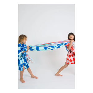 Jera Mini - Square Patterned Towel Poncho | Blue